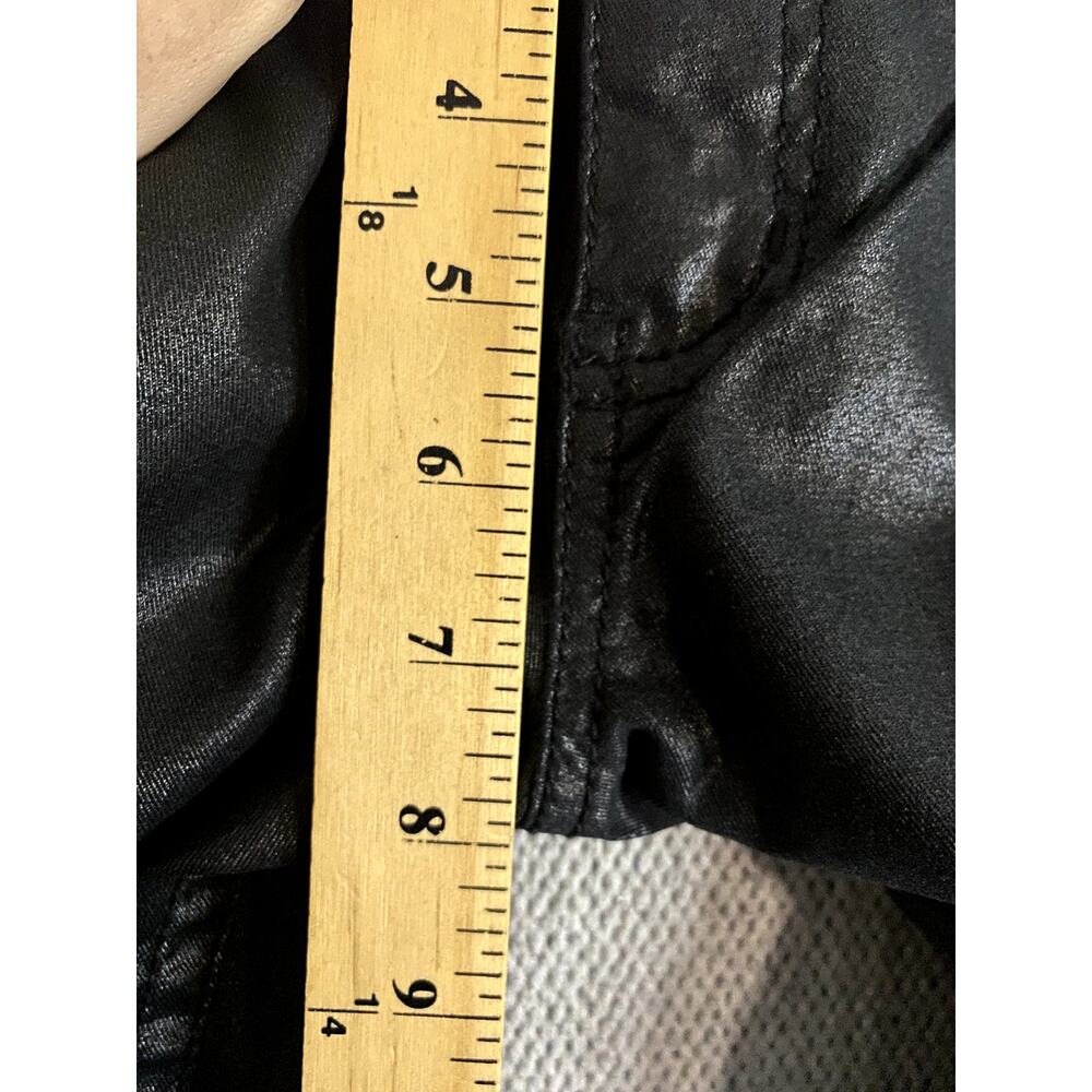 a.n.a Petite Coated Jeans Womens 12P 34X28 Black Wax Skinny Gloss Stretch Biker - Picture 10 of 13